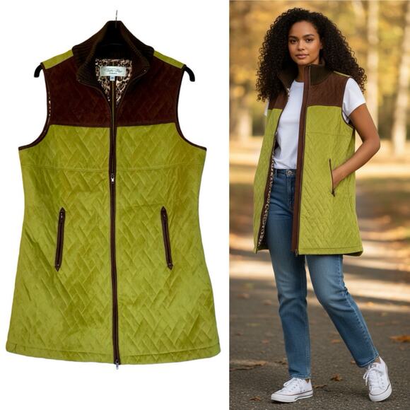 Tasha Polizzi Vest Quilted Microsuede Leopard - Picture 1 of 11
